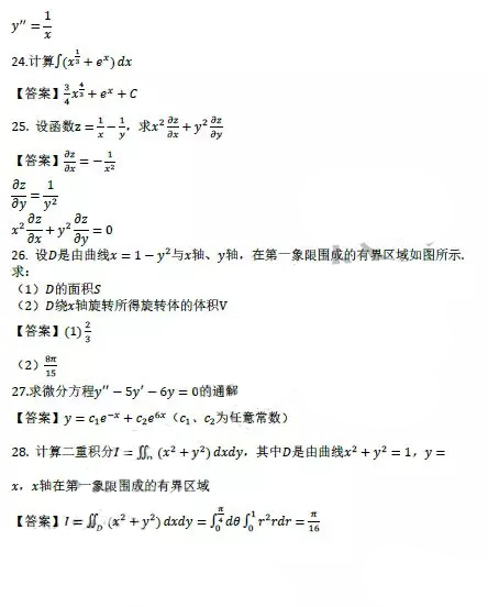 2021年成人高考专升本《高等数学一》真题及答案